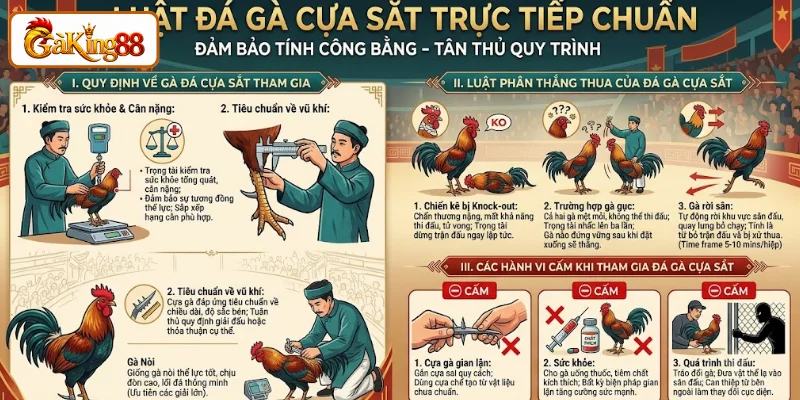 Đá Gà Cựa Sắt Trực Tiếp Hôm Nay – Xem & Cược Tại GAKING88 2 Luật đá gà cựa sắt bạn cần nắm rõ