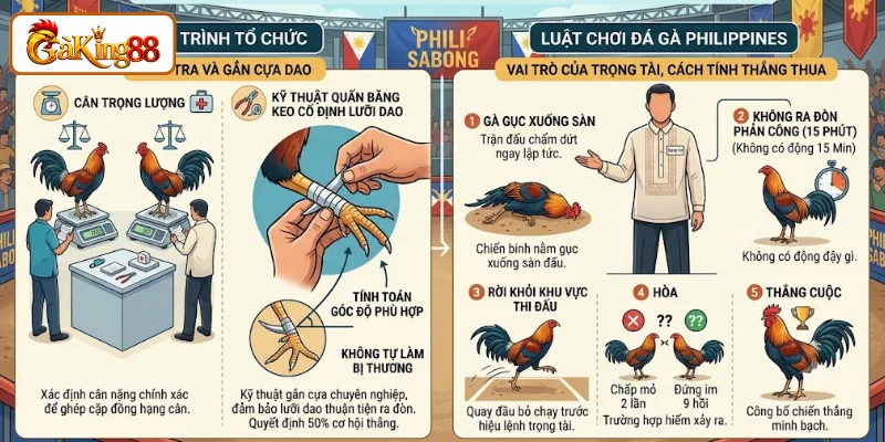 Đá Gà Philippines - Luật Chơi Chuẩn, Hình Thức Thi Đấu Trên GAKING88 2 Nắm rõ quy trình tổ chức và luật đá gà Philippines