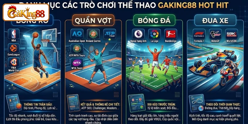 Tổng hợp các trò chơi thể thao GAKING88 đáng chọn
